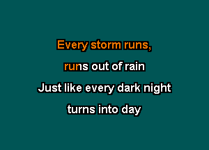 Every storm runs,

runs out of rain

Just like every dark night

turns into day