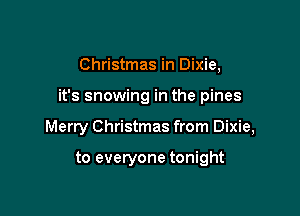 Christmas in Dixie,

it's snowing in the pines

Merry Christmas from Dixie,

to everyone tonight