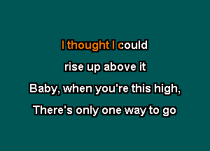 I thought I could

rise up above it

Baby, when you're this high,

There's only one way to go