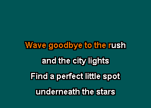 Wave goodbye to the rush
and the city lights

Find a perfect little spot

underneath the stars