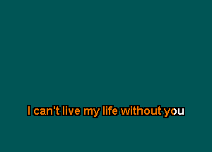 I can't live my life without you