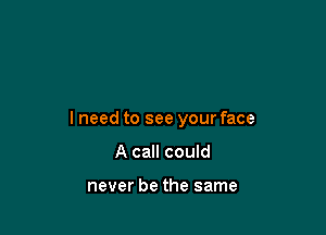 lneed to see your face

A call could

never be the same