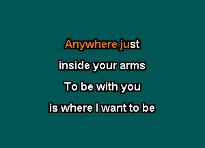 Anywhere just

inside your arms

To be with you

is where lwant to be