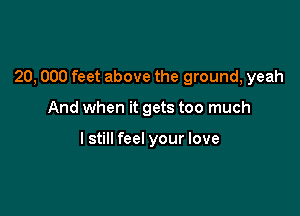 20, 000 feet above the ground, yeah

And when it gets too much

lstill feel your love