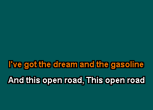 I've got the dream and the gasoline

And this open road, This open road