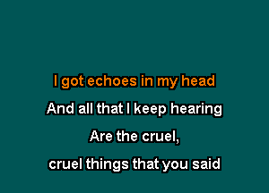 lgot echoes in my head

And all thatl keep hearing

Are the cruel,

cruel things that you said