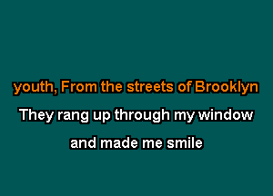 youth, From the streets of Brooklyn

They rang up through my window

and made me smile