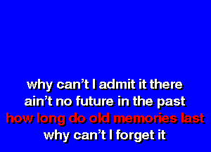 why can,t I admit it there
ath no future in the past

why can't I forget it