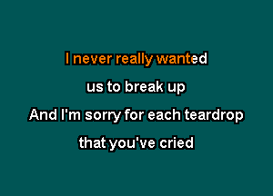 I never really wanted

us to break up

And I'm sorry for each teardrop

that you've cried