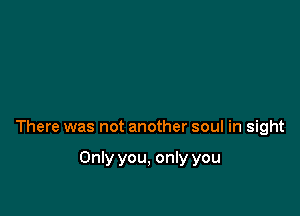 There was not another soul in sight

Only you, only you