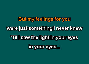 But my feelings for you

were just something I never knew

T I saw the light in your eyes

in your eyes...