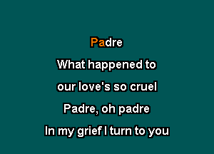 Padre
What happened to
our love's so cruel

Padre, oh padre

In my griefl turn to you
