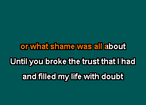 or what shame was all about

Until you broke the trust that I had
and filled my life with doubt