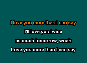 I love you more than I can say
I'll love you twice

as much tomorrow, woah

Love you more than I can say