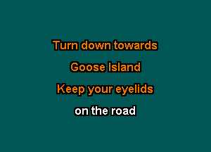 Turn down towards

Goose Island

Keep your eyelids

on the road