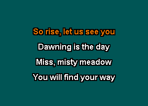 80 rise, let us see you
Dawning is the day

Miss, misty meadow

You will find your way