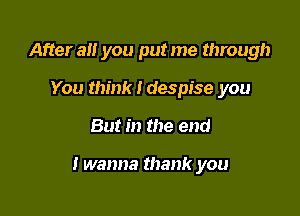 After a you put me through
You think I despise you

But in the end

I wanna thank you