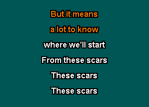 But it means
a lot to know

where we'll start

From these scars

These scars

These scars