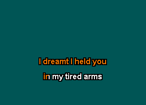 I dreamt I held you

in my tired arms