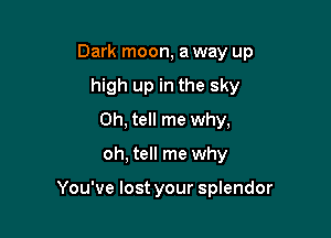 Dark moon, a way up
high up in the sky
Oh, tell me why,

oh, tell me why

You've lost your splendor