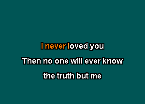 i never loved you

Then no one will ever know

the truth but me