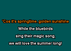 'Cos it's springtime. golden sunshine

While the bluebirds

sing their magic song,

we will love the summer long!