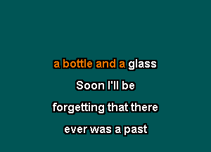 a bottle and a glass

Soon I'll be
forgetting that there

ever was a past