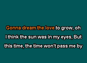 Gonna dream the love to grow, oh
I think the sun was in my eyes, But

this time, the time won't pass me by