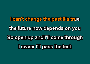 I can't change the past it's true
the future now depends on you
80 open up and I'll come through

I swear I'll pass the test