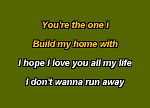 You're the one 1

Build my home with

I hope I love you a my life

Idon't wanna run away
