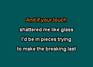 And ifyour touch

shattered me like glass

I'd be in pieces trying

to make the breaking last