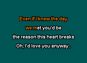 Even ifl knew the day
we met you'd be

the reason this heart breaks

0h, I'd love you anyway..