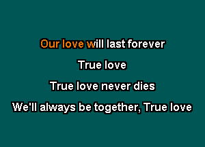 Our love will last forever
True love

True love never dies

We'll always be together, True love