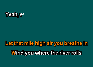 Let that mile high air you breathe in

Wind you where the river rolls