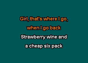 Girl, that's where I go,

when I go back

Strawberry wine and

a cheap six pack