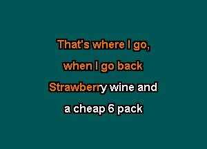 That's where I go,

when I go back
Strawberry wine and

a cheap 6 pack