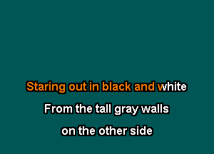 Staring out in black and white

From the tall gray walls

on the other side