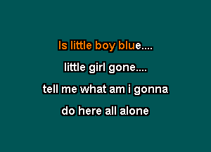 ls little boy blue....
little girl gone....

tell me what am i gonna

do here all alone