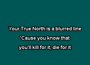 Your True North is a blurred line

'Cause you know that

you'll kill for it, die for it