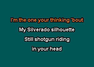 I'm the one your thinking 'bout

My Silverado silhouette

Still shotgun riding

in your head