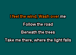 I feel the wind, Wash over me
Follow the road

Beneath the trees

Take me there. where the light falls