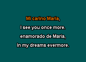 Mi carino Maria,

lsee you once more.

enamorado de Maria,

In my dreams evermore.