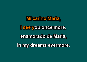 Mi carino Maria,

lsee you once more.

enamorado de Maria,

In my dreams evermore.