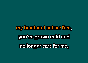 my heart and set me free,

you've grown cold and

no longer care for me,