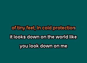 oftiny feet, In cold protection

it looks down on the world like

you look down on me