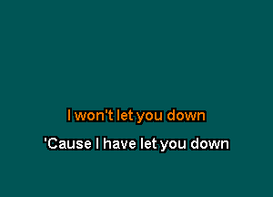 I won't let you down

'Cause I have let you down
