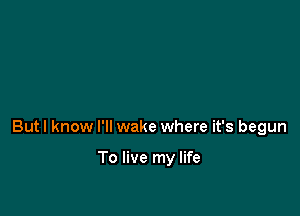 But I know I'll wake where it's begun

To live my life