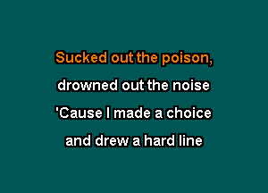 Sucked out the poison,

drowned out the noise
'Cause I made a choice

and drew a hard line