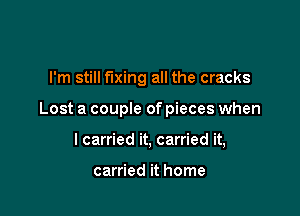 I'm still fixing all the cracks

Lost a couple of pieces when

I carried it, carried it,

carried it home