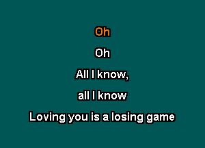 Oh
Oh
All I know,

all I know

Loving you is a losing game